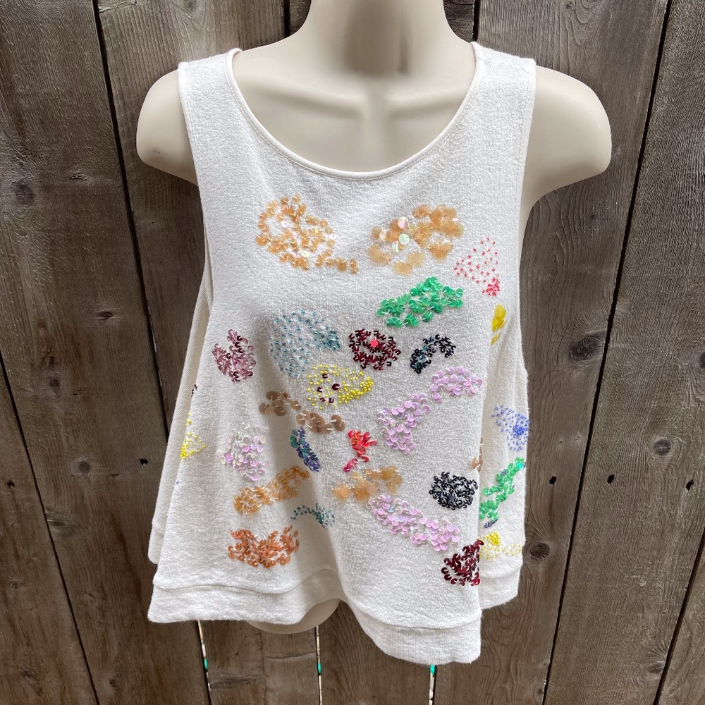 9-H15 STCL sequin/bead sleeveless top